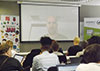 Eben Upton, founder of Raspberry Pi, addresses via Skype from the UK.